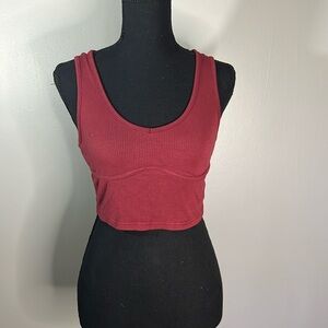 Maroon Scoop Neck Croptop